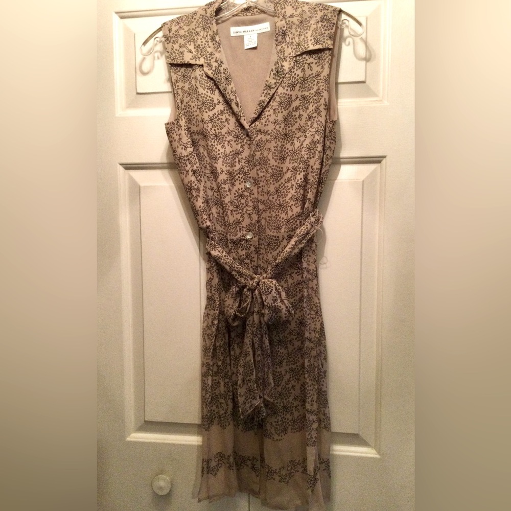 David Warren NY Taupe Button Front Duster